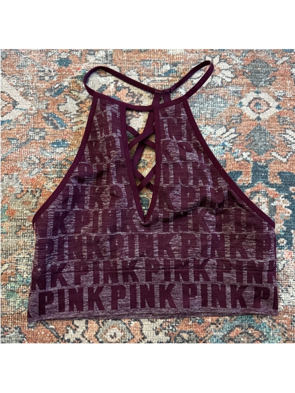 Victoria's Secret PINK Maroon Heather Strappy Bralette